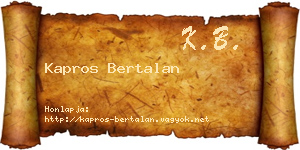Kapros Bertalan névjegykártya