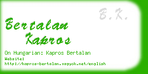 bertalan kapros business card